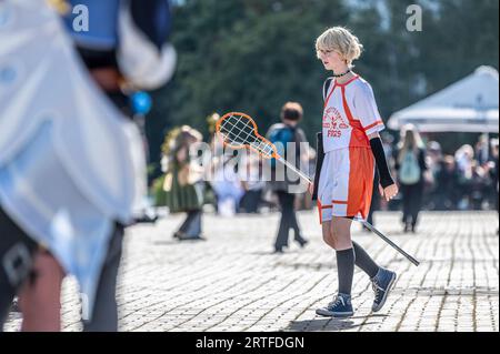 Geek-Gemeinschaft von erstaunlichen Cosplayern Party an einem sonnigen Tag Stockfoto