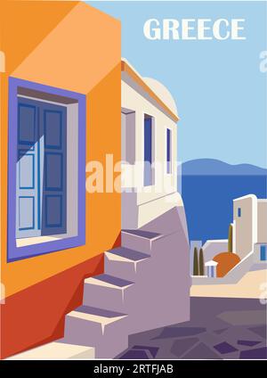 Griechenland Reiseziel Poster im Retro-Stil. Stock Vektor
