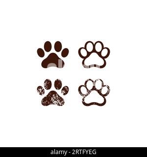 Set aus Paw Print Vector Illustration. Paw Grunge Vektor Stock Vektor