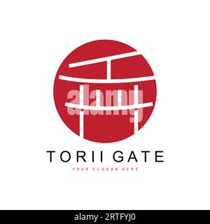 Torii Gate Logo, japanisches Baudesign, China Icon Vector, Illustration Template Icon Stock Vektor