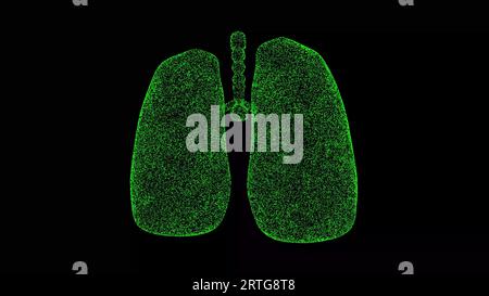 3D menschliche Lungen auf schwarzem Hintergrund. Medizinisches und wissenschaftliches Konzept. Innere Organe. Hintergrund der Geschäftswerbung. Für Titel, Text, Präsentation. 3d Stockfoto