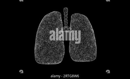 3D menschliche Lungen auf schwarzem Hintergrund. Medizinisches und wissenschaftliches Konzept. Innere Organe. Hintergrund der Geschäftswerbung. Für Titel, Text, Präsentation. 3d Stockfoto