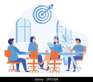 Business Plan Konzept, Gruppe von Geschäftsleuten, die ein Meeting im Büro abhalten, flache Vektor-moderne Illustration Stock Vektor