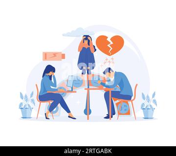 Die Menschen sind auf der Stimmungsskala, Stressrate. Frustration und Stress, Überlastung, Depressionsdiagnostik psychische Störung. Flache Vektor-moderne Illustration Stock Vektor