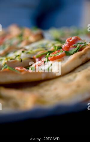 Nahaufnahme von Pizzastücke Stockfoto