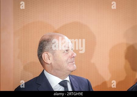 Berlin, Deutschland. September 2023. Bundeskanzler Olaf Scholz (SPD) nimmt an der Sitzung des Bundeskabinetts Teil. Quelle: Kay Nietfeld/dpa/Alamy Live News Stockfoto