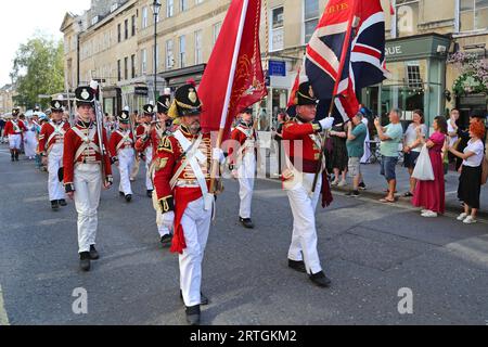 Grand Regency Costumed Promenade, Argyle Street, Jane Austen Festival 2023, Bath, Somerset, England, Großbritannien, Großbritannien, Europa Stockfoto