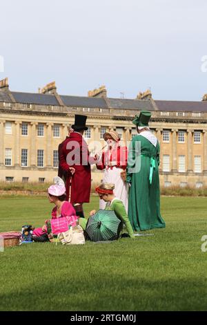 Regency Picnic, Jane Austen Festival 2023, Royal Crescent, Bath, Somerset, England, Großbritannien, Großbritannien, Europa Stockfoto