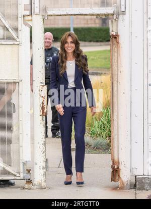 Sutton, England. UK. 12. September 2023. Catherine, Prinzessin von Wales (in ihrer Rolle als Schutzpatronin des Forward Trust) besucht HMP High Down, um ab zu lernen Stockfoto