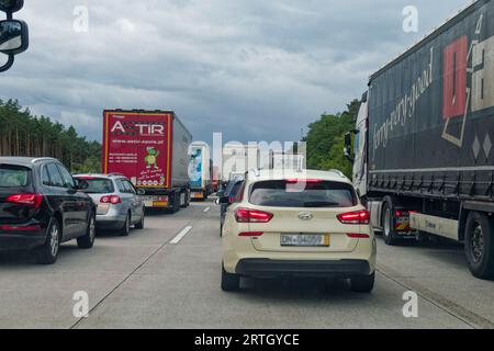 Stau auf der A2 von Berlin Richtung Hannover am 31.08.2023 Stockfoto