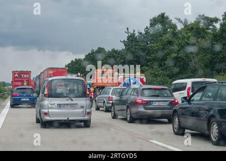 Stau auf der A2 von Berlin Richtung Hannover am 31.08.2023 Stockfoto