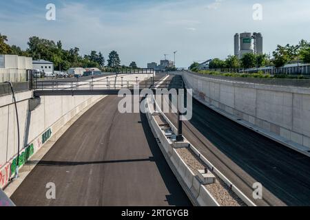 Baustelle Ausbau BAB A100, 16. Bauabschnitt, Höhe Dieselstraße, Berlin-Treptow, Stockfoto