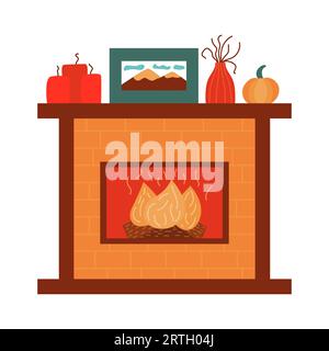 Gemütlicher Kamin mit heimischer Einrichtung Stock Vektor