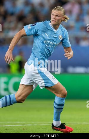 Athen, Griechenland - 16. August 2023: Spieler von Manchester City Erling Haaland im UEFA-Superpokal-Endspiel zwischen Manchester City und Stockfoto