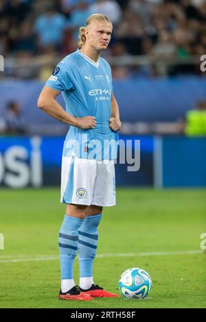 Athen, Griechenland - 16. August 2023: Spieler von Manchester City Erling Haaland im UEFA-Superpokal-Endspiel zwischen Manchester City und Stockfoto