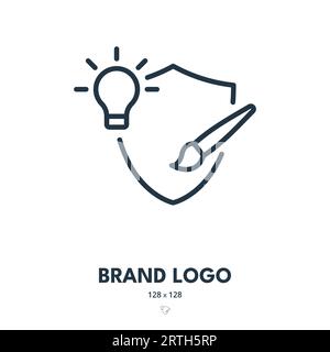 Markenlogo-Symbol. Branding, Logotyp, Identität. Bearbeitbare Kontur. Symbol „Einfacher Vektor“ Stock Vektor