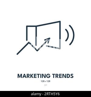 Symbol "Marketing-Trends". Trend, Positiv, Diagramm. Bearbeitbare Kontur. Symbol „Einfacher Vektor“ Stock Vektor