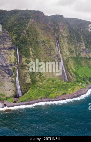 Luftaufnahme der Kohala-Küste an der Ostküste von Big Island, Hawaii, USA Stockfoto
