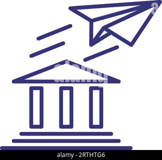 Bankgebäude mit Papierplanensymbol Stock Vektor
