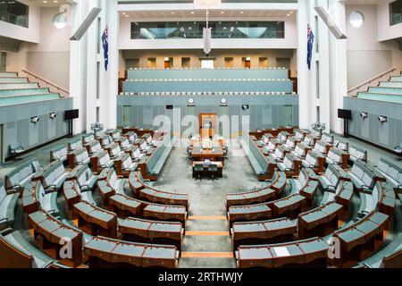 CANBERRA, AUSTRALIEN, MAR 25, 2016: Innenansicht des Repräsentantenhauses im Parlament, Canberra, Australien Stockfoto