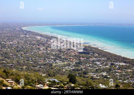 Murray's Lookout auf der Arthurs Seat Tourist Rd mit Blick auf die Mornington Peninsula, Victoria, Australien Stockfoto