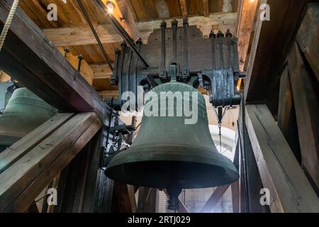 Kopenhagen, Dänemark, 15. August 2016: Die Glocke im Turm der Kathedrale vor Frue Stockfoto