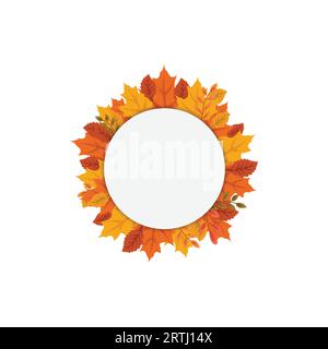 Herbst Herbst Saison Blatt Gruß Einladung Kreis Rahmen Hintergrund. Herbstlaub Kreis Rahmen Vektor Bild Stock Vektor