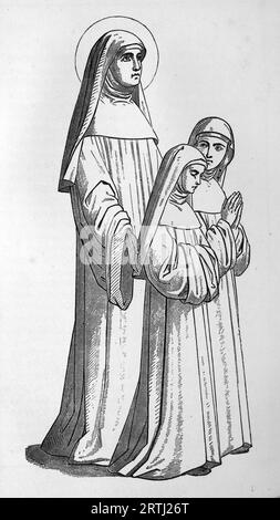 St. Bertha von Kent. Gravur von Lives of the Saints (Mai) von Sabin Baring-Gould, 1897. Stockfoto