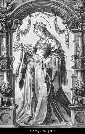 St. Helena (Erfindung des Kreuzes). Gravur von Lives of the Saints (Mai) von Sabin Baring-Gould, 1897. Stockfoto