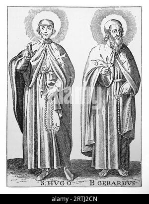 St. Hugo und St. Gerardus. Gravur von Lives of the Saints (Mai) von Sabin Baring-Gould, 1897. Stockfoto