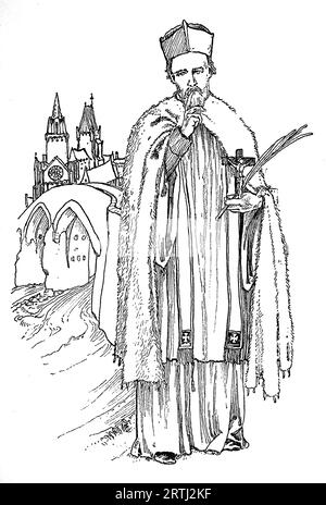 Johannes von Nepomuk (oder Johannes Nepomuzen), ein böhmischer heiliger, der auf geheiß von König Wenzel IV. Von Böhmen ertrunken war. Gravur von Lives of the Saints (Mai) von Sabin Baring-Gould, 1897. Stockfoto