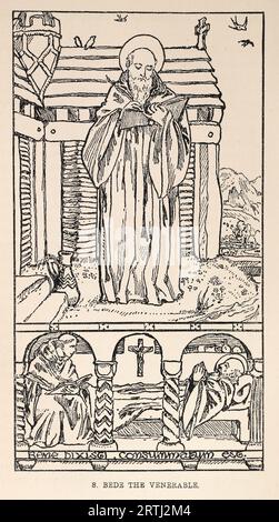 Der Ehrwürdige Bede. Gravur von Lives of the Saints (Mai) von Sabin Baring-Gould, 1897. Stockfoto