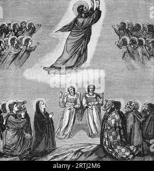 Die Himmelfahrt Christi, nach Giottos Fresko in der Arena von Padua. Gravur von Lives of the Saints (Mai) von Sabin Baring-Gould, 1897. Stockfoto