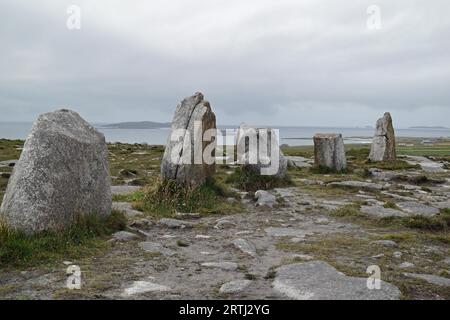 Diese ungewöhnliche Skulptur befindet sich an der Westküste Irlands in Co.Mayo bei FAL Mor in Co.Mayo, Irland Stockfoto