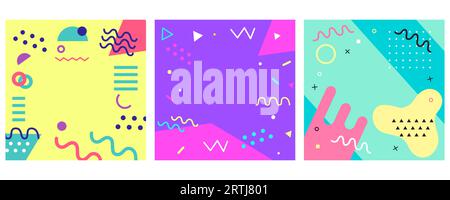 90s Abstract Background Vector Illustration Set Stock Vektor