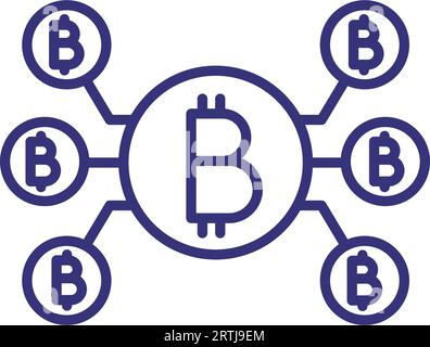 Symbol für Bitcoin-Kettenlinie Stock Vektor