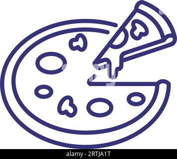 Symbol für Pizza und Stücklinie Stock Vektor
