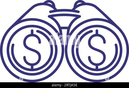 Symbol für die Suche nach Geldzeile Stock Vektor