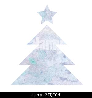 Silhouette des Weihnachtsbaums, Design für Grußkarte. Aquarellvektor Handmalerei Illustration für Design Stock Vektor
