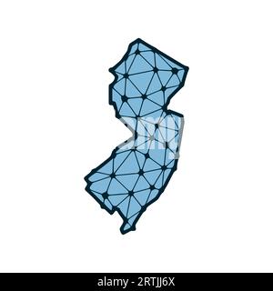 New Jersey State Map polygonale Illustration aus Linien und Punkten, isoliert auf weißem Hintergrund. US-Bundesstaat mit niedrigem Poly-Design Stock Vektor