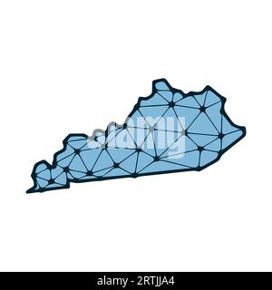 Kentucky's State Map polygonale Illustration aus Linien und Punkten, isoliert auf weißem Hintergrund. US-Bundesstaat mit niedrigem Poly-Design Stock Vektor