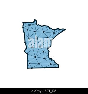 Minnesota State Map polygonale Abbildung aus Linien und Punkten, isoliert auf weißem Hintergrund. US-Bundesstaat mit niedrigem Poly-Design Stock Vektor