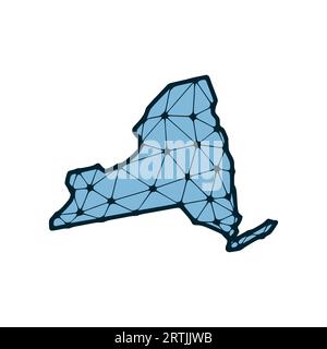 New York State Map polygonale Illustration aus Linien und Punkten, isoliert auf weißem Hintergrund. US-Bundesstaat mit niedrigem Poly-Design Stock Vektor