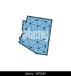 Arizona State Map polygonale Darstellung aus Linien und Punkten, isoliert auf weißem Hintergrund. US-Bundesstaat mit niedrigem Poly-Design Stock Vektor