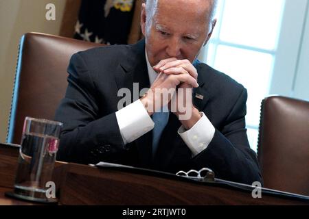 Washington, Usa. September 2023. US-Präsident Joe Biden hält am 13. September 2023 ein Treffen seines Krebskabinetts im Weißen Haus in Washington ab. Foto von Yuri Gripas/ABACAPRESS.COM Credit: Abaca Press/Alamy Live News Stockfoto