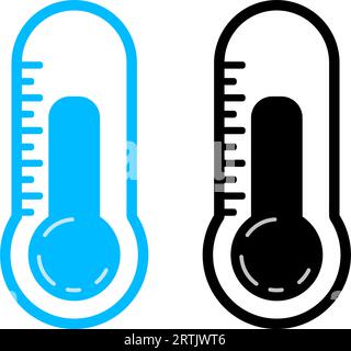 Symbol für Thermometer Symbol für Wettervorhersage Symbol für Klima Meteorologie Widget-Symbol festlegen. Elektronisches Temperatursymbol für Thermometer. Fahrenheit Temperatursymbol Med Stock Vektor