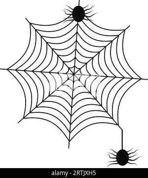 Spider mit Websymbol zwei macht ein Netz-halloween-Insekt Stock Vektor