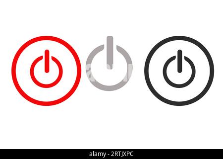 Symbole zum Herunterfahren der Stromversorgung festgelegt. Vektor für Mac ein/aus-Taste. Taste für elektrischen Netzschalter. Stock Vektor