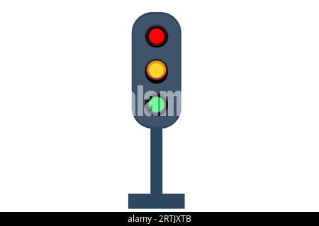 Ampelkreuzung mit rot-gelbem und grünem Lichtvektor. LED-Verkehrsampeln für die Straßen. Signalsymbol Straßenregelungssystem. Stock Vektor