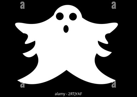 Halloween Ghost Schwarz-weiß Icon Vektor in Illustrator Stock Vektor
